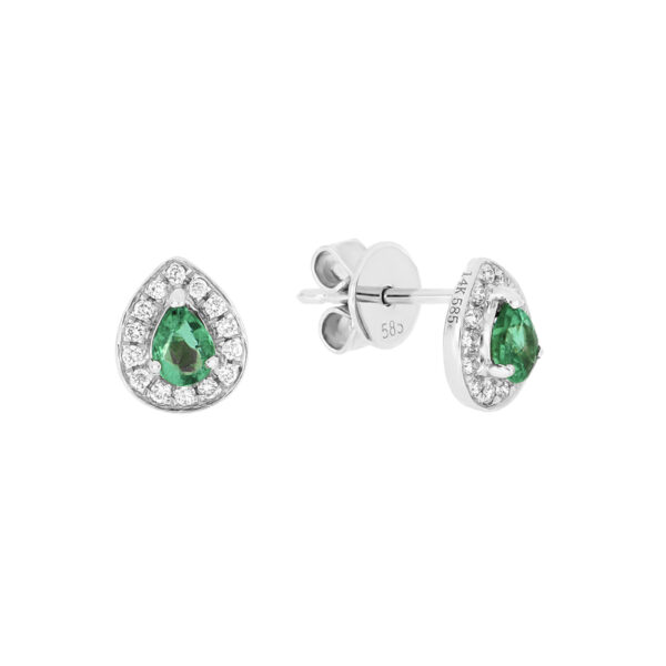 Broqueles de oro blanco con diamantes y esmeraldas