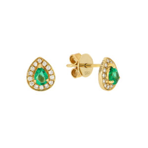 Broqueles de oro con diamantes y esmeraldas