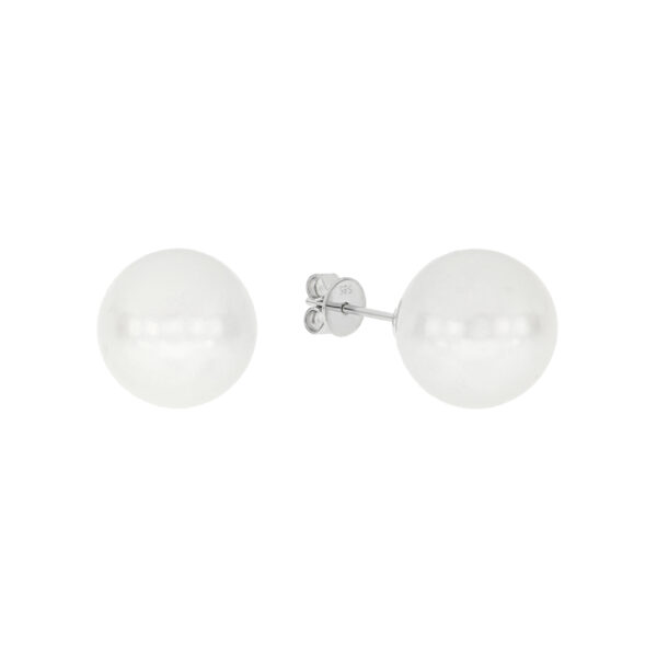 Broquel de oro blanco con perla