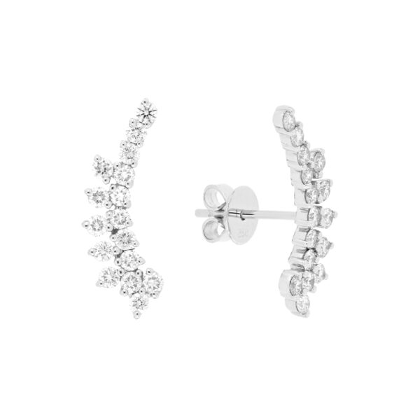 Aretes cuff de oro blanco con diamantes