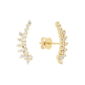 Aretes cuff de oro con diamantes