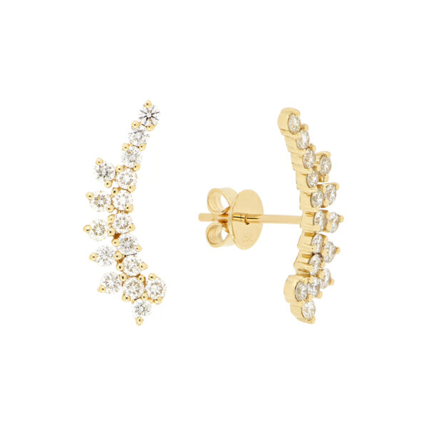 Aretes cuff de oro con diamantes