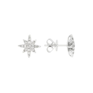 Broqueles estrella de oro blanco con diamantes