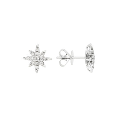 Broqueles estrella de oro blanco con diamantes