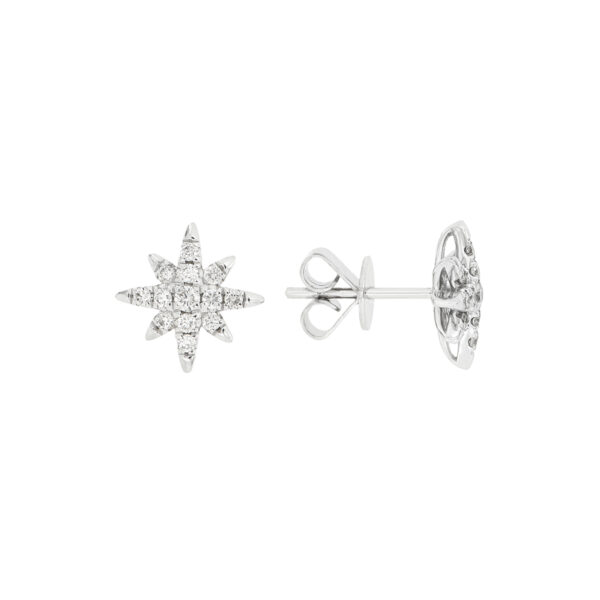 Broqueles estrella de oro blanco con diamantes