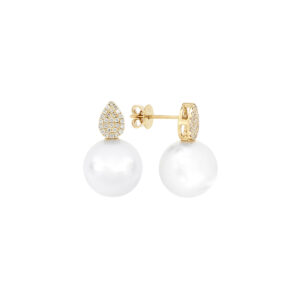 Aretes de oro con perlas y diamantes
