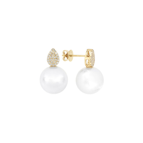 Aretes de oro con perlas y diamantes