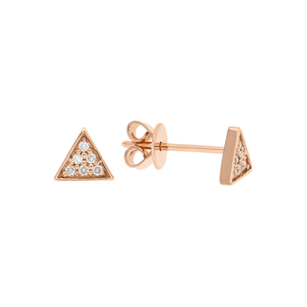 Broqueles triangulares de oro rosa con diamantes
