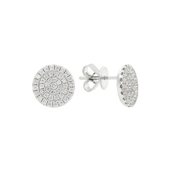 Broqueles disco de oro blanco con diamantes