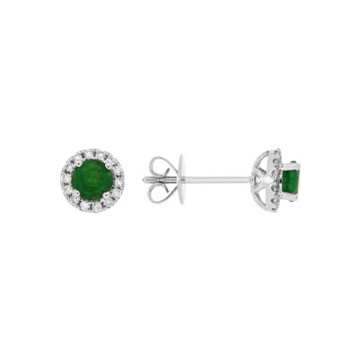 Broqueles de oro blanco con esmeraldas y diamantes