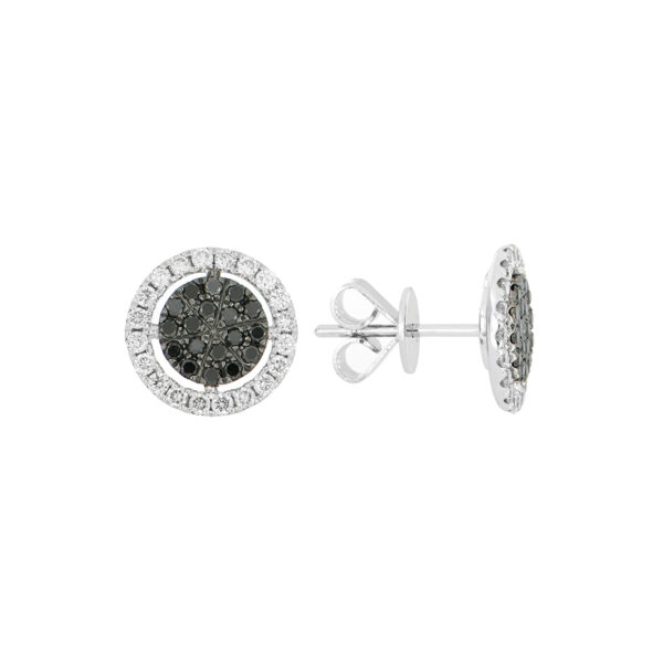Broqueles disco de oro blanco con diamantes