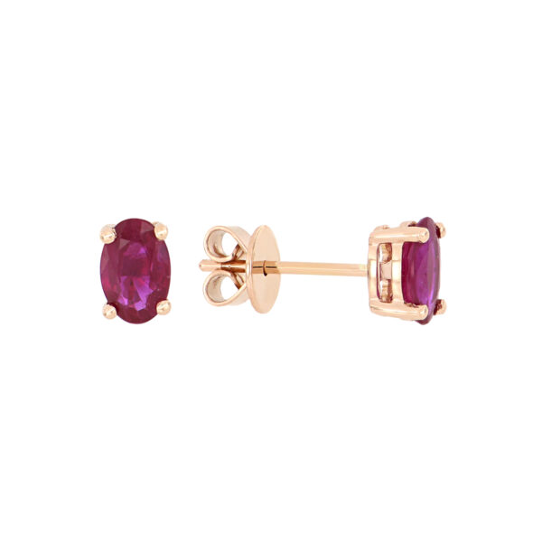 Broqueles de oro rosa con rubíes