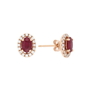 Broqueles de oro rosa con rubíes y diamantes