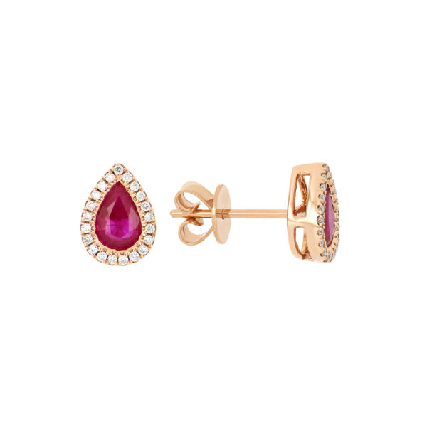 Broquel en oro rosa con diamantes y rubí