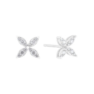 Broqueles hojas de oro blanco con diamantes