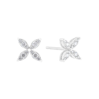 Broqueles hojas de oro blanco con diamantes