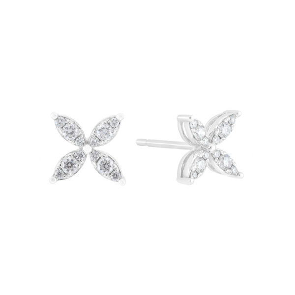 Broqueles hojas de oro blanco con diamantes