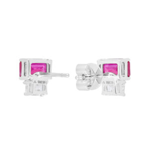 Broqueles de oro blanco con rubí y diamante - Imagen 2