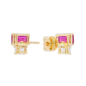 Broqueles de oro amarillo con rubí y diamantes - Imagen 2