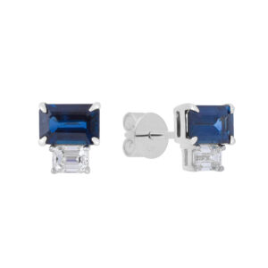 Broqueles de oro blanco con zafiros y diamantes naturales