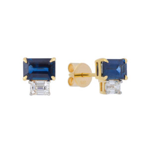 Broqueles de oro amarillo con zafiros y diamantes