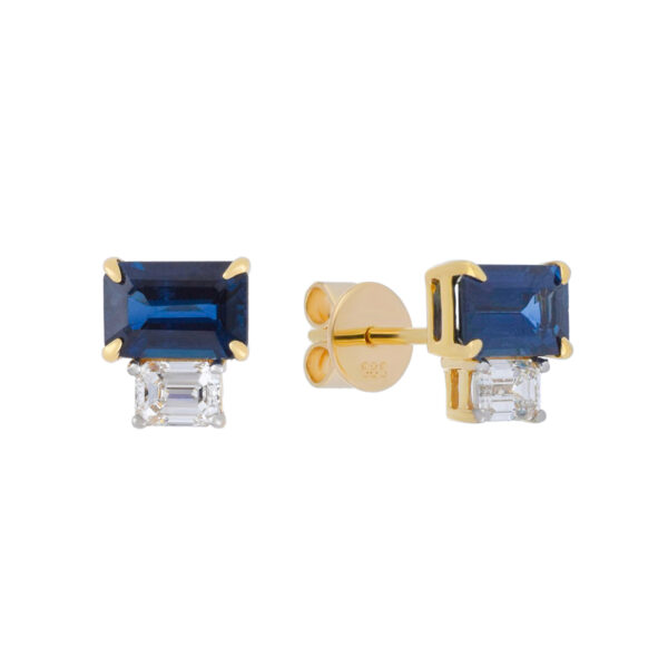 Broqueles de oro amarillo con zafiros y diamantes