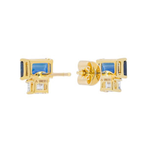 Broqueles de oro amarillo con zafiros y diamantes - Imagen 2