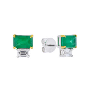 Broqueles de oro blanco con esmeraldas y diamantes