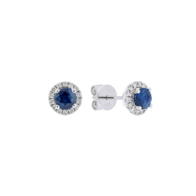 Broquel redondo de oro con zafiro y diamantes