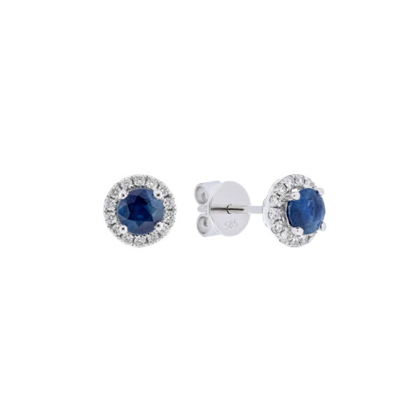 Broquel redondo de oro con zafiro y diamantes