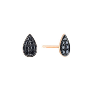 Broquel gota de oro rosa con diamantes negros
