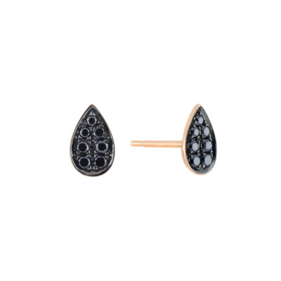 Broquel gota de oro rosa con diamantes negros