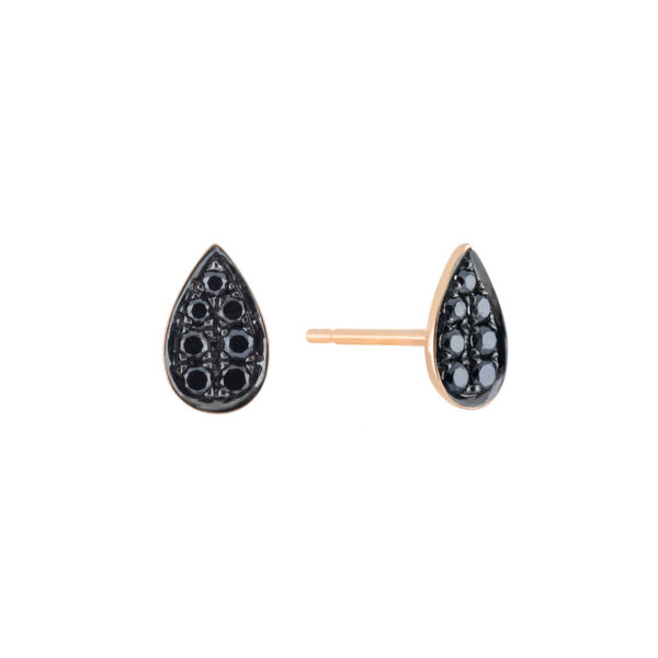 Broquel gota de oro rosa con diamantes negros