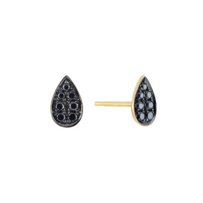 Broquel gota de oro amarillo con diamantes negros