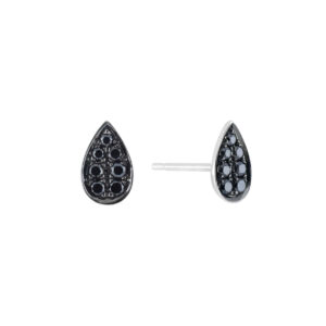 Broquel gota de oro blanco con diamantes negros