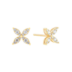 Broqueles hojas de oro amarillo con diamantes