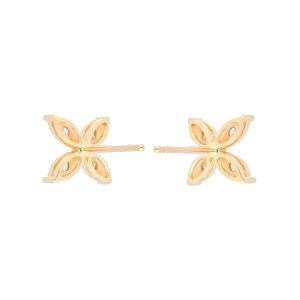 Broqueles hojas de oro amarillo con diamantes - Imagen 2