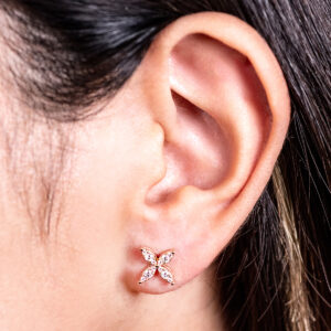 Broqueles hojas de oro blanco con diamantes - Imagen 3