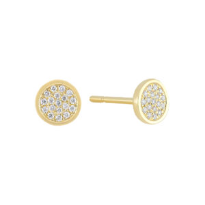Broqueles disco de oro amarillo con diamantes