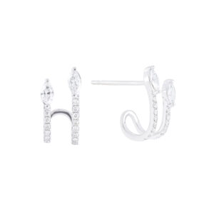 Aretes cuff de oro blanco con diamantes
