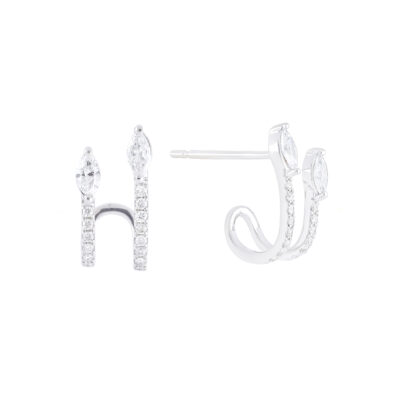 Aretes cuff de oro blanco con diamantes