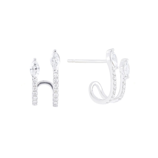 Aretes cuff de oro blanco con diamantes