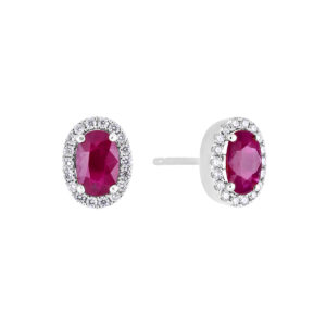 Broqueles de oro blanco con rubí y diamantes