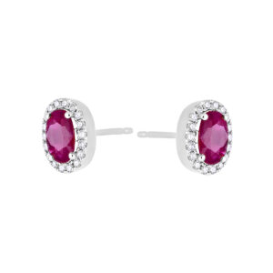 Broqueles de oro blanco con rubí y diamantes - Imagen 2