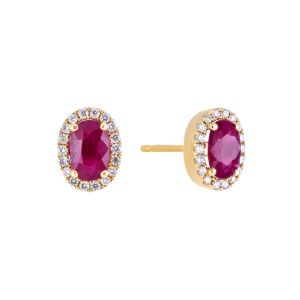 Broqueles de oro amarillo con rubí y diamantes