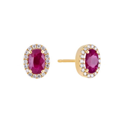 Broqueles de oro amarillo con rubí y diamantes