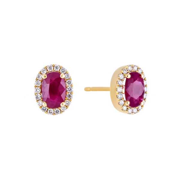 Broqueles de oro amarillo con rubí y diamantes