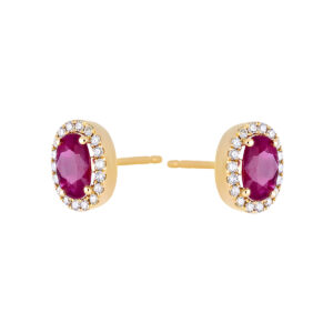 Broqueles de oro amarillo con rubí y diamantes - Imagen 2