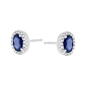 Broqueles de oro blanco con zafiro y diamantes - Imagen 2