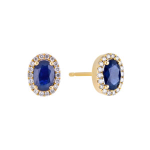Broqueles de oro amarillo con zafiro y diamantes